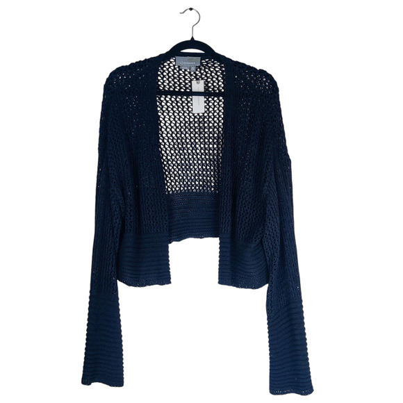 NWT By Anthropologie Julliet Cropped Open Knit Cardigan Sweater Black One Size - Picture 5 of 16
